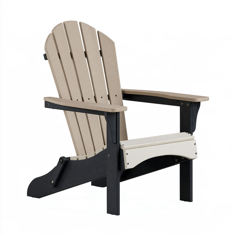Adirondack Gartenstuhl 79 x 83 x 97 cm aus Kunststoff in Beige Schwarz mit Armlehnen