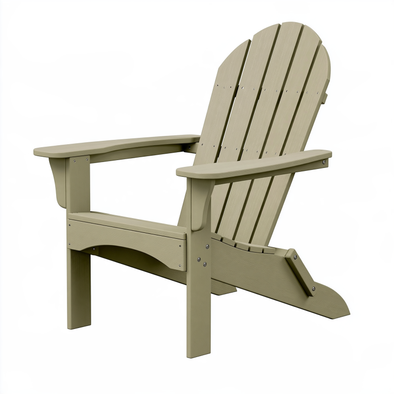 Adirondackstuhl 98 x 76 x 92 cm Kunststoff Khaki Gartenstuhl mit breiten Armlehnen