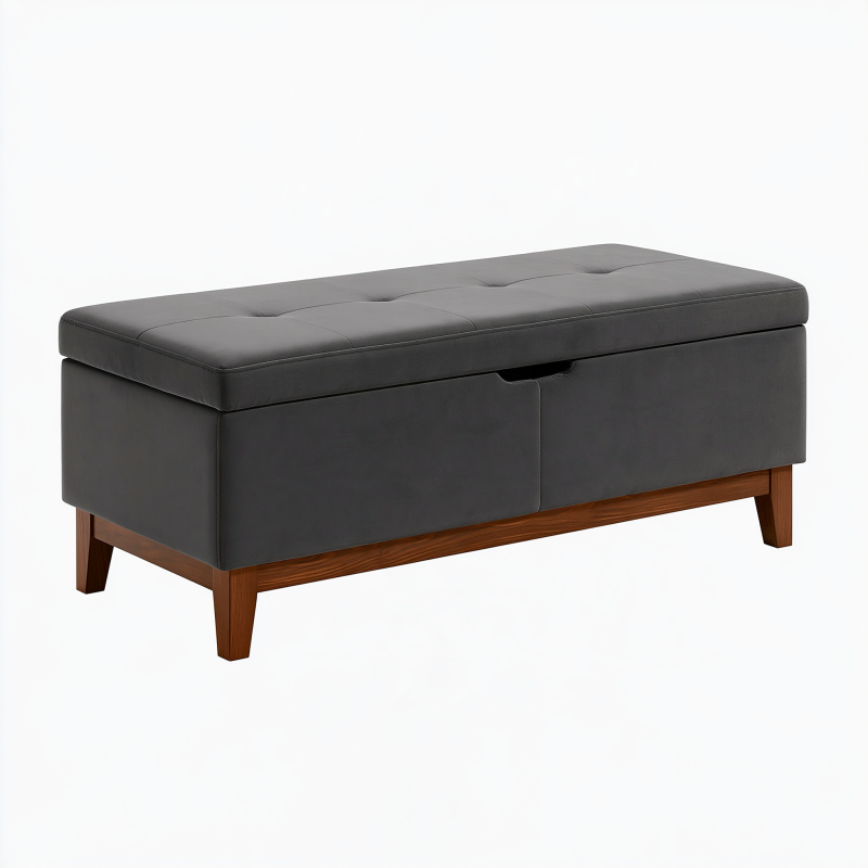 Sitzbank 120 x 45 x 50 cm Kunstleder Anthrazit mit Stauraum modern