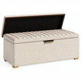 Aufbewahrungsbank 120 x 45 x 48 cm Stoff Beige mit gepolstertem Deckel