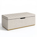 Sitzbank mit Stauraum 100 x 40 x 45 cm Beige Stoff gepolstert mit Klappdeckel