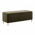 Sitzbank 120 x 45 x 48 cm olivgrün Stoff gepolstert mit Stauraum