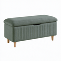 Sitzbank 100 x 40 x 45 cm mit Stauraum Stoff Grün Holzbeine Gepolstert