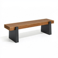 Sitzbank 180 x 40 x 45 cm aus Holz in Braun mit Metallgestell in Schwarz im Industriestil