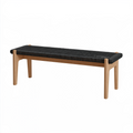 Sitzbank 120 x 40 x 45 cm Holz Schwarz geflochtene Sitzfläche skandinavischer Stil