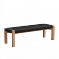 Sitzbank 120 x 40 x 45 cm Holz Schwarz - geflochtene Sitzfläche im modernen Stil