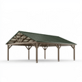 Carport 600x500x300 cm aus Holz mit grünem Metalldach