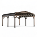 Carport 600 x 300 cm Aluminium Braun Polycarbonat Überdachung für Fahrzeuge mit Bogendach