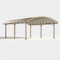 Carport 500 x 300 x 250 cm aus Metall Beige Transparent mit gebogenem Dach für Fahrzeuge