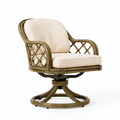Drehsessel 75 x 75 x 91 cm Rattangeflecht Beige Braun mit Drehfunktion