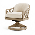 Drehsessel 78 x 80 x 95 cm aus Rattan und Stoff in Naturbeige im Boho-Stil