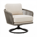 Drehsessel 78 x 82 x 85 cm mit Seilgeflecht in Taupe Creme für Terrasse